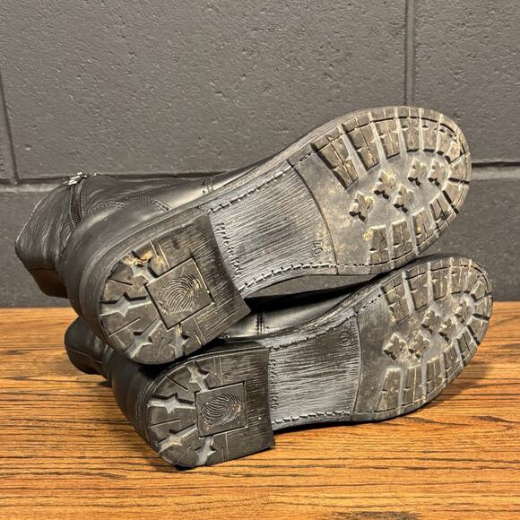 Innue Black Leather Lace Up Ankle Boots Women’s Size 40 / US 9.5 Combat Lug Sole - Picture 8 of 8